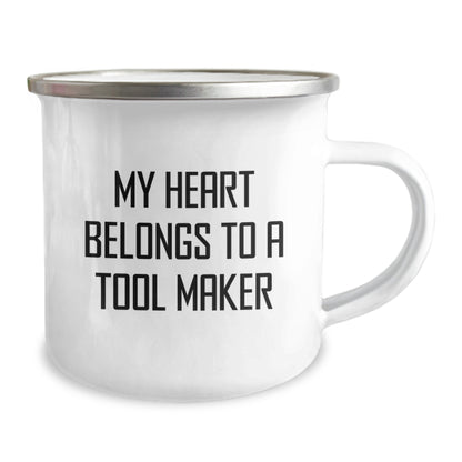 Tool Maker Lover Gift Idea - Funny Camping Mug for Him - My Heart Belongs To A Tool Maker - Perfect Graduation Unique Gifts from Men to Tool Maker - Image 2