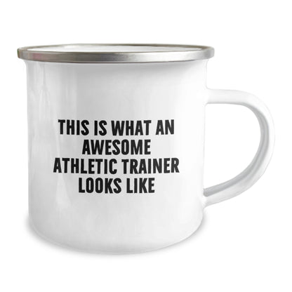 Funny Athletic Trainer Gifts from Men for Graduation Unique Gifts - This Is What An Awesome Athletic Trainer Looks Like Camping Mug - Image 2