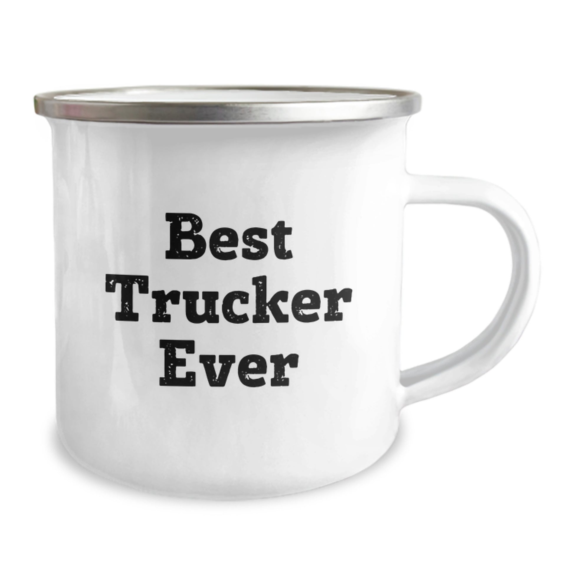 Funny Trucker Gifts for Him, Best Trucker Ever Quote Camping Mug, 12 oz Stainless Steel with Enamel Finish, Gifts from Friends for Birthday - Image 2
