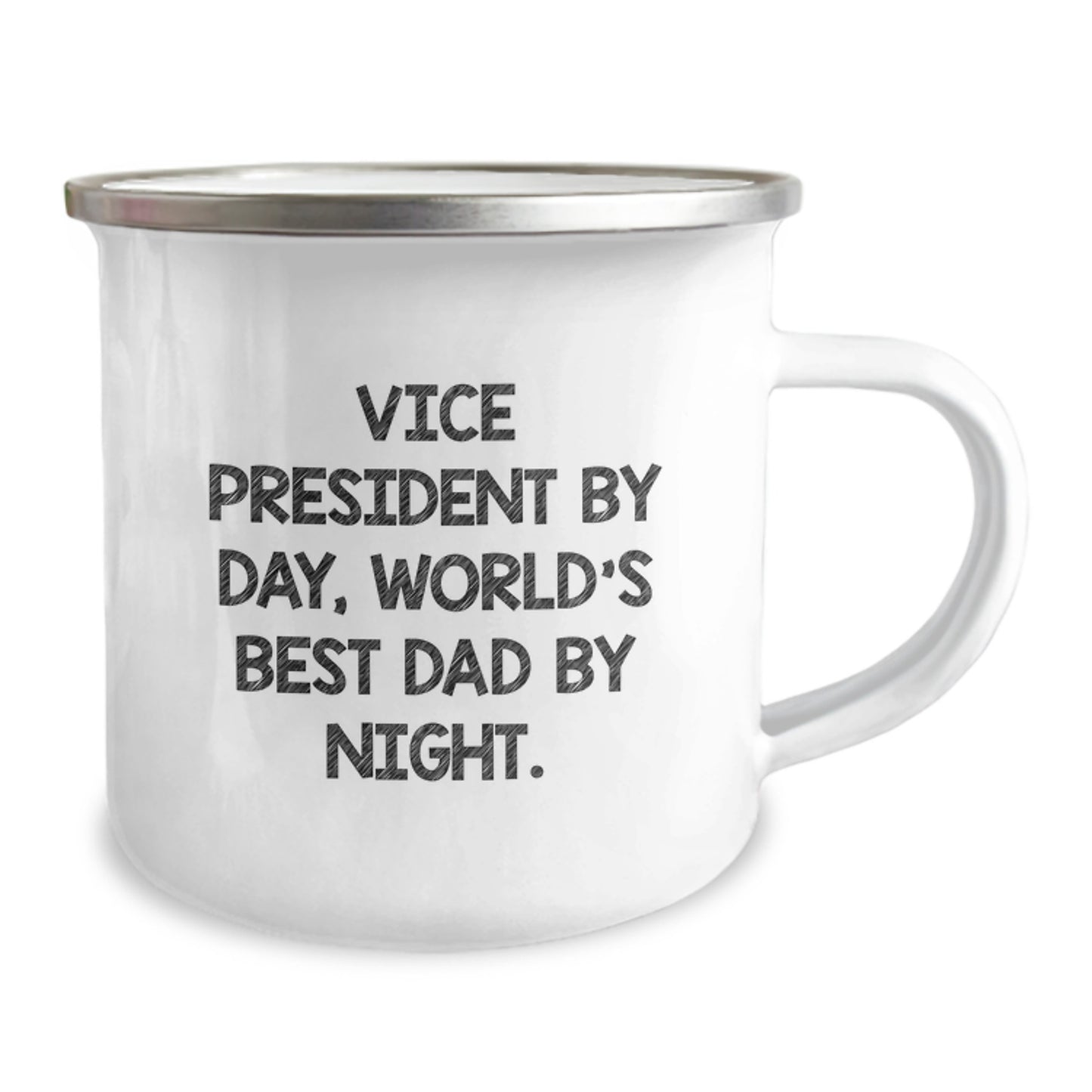 Vice President Gifts from Friends, Unique Camping Mug for Graduation 'Vice President By Day, World's Best Dad By Night.' - Image 2