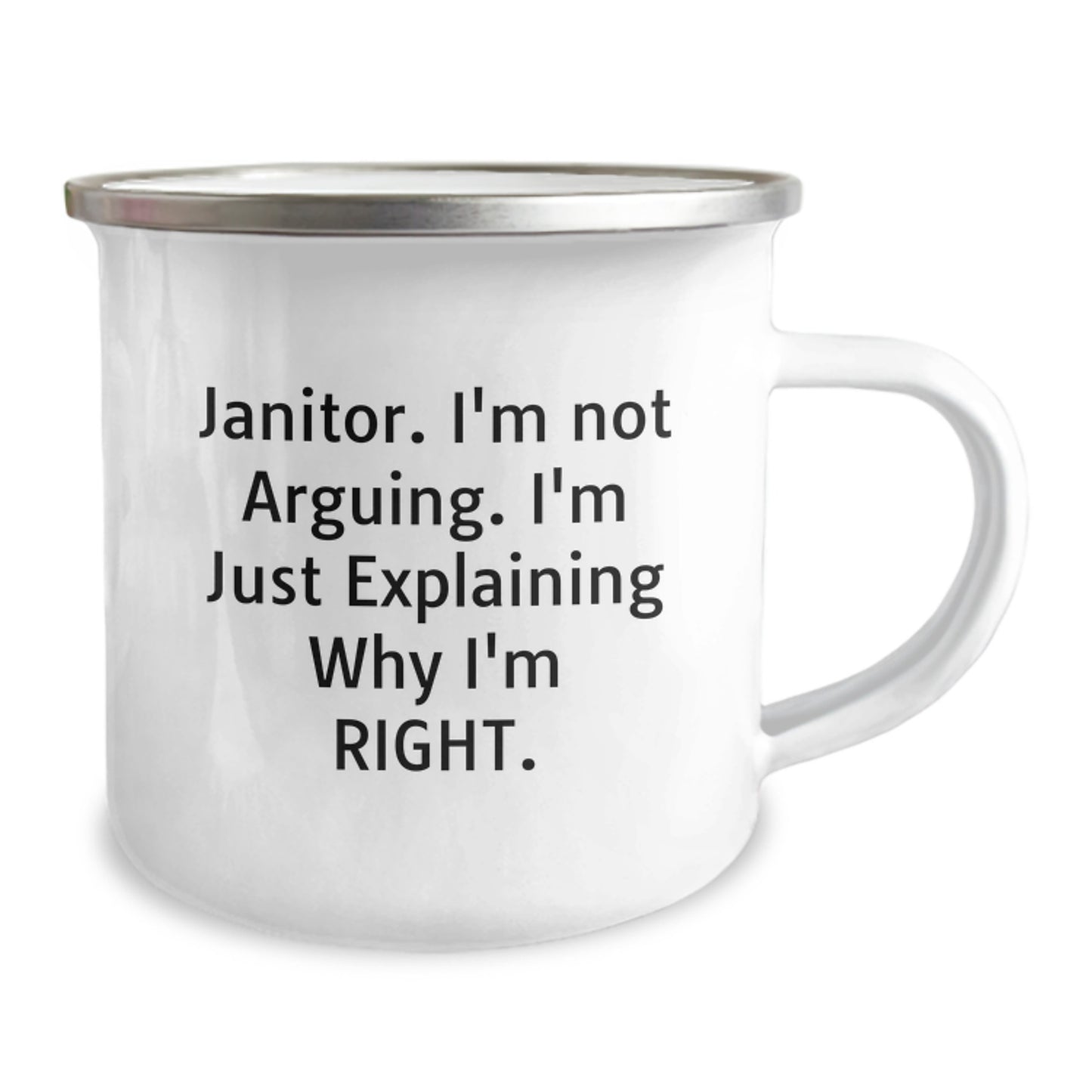 Funny Janitor Gifts from Friends for Janitor Men Christmas Unique Mugs - 'I'm Not Arguing, I'm Just Explaining Why I'm Right' Camping Mug - Image 2