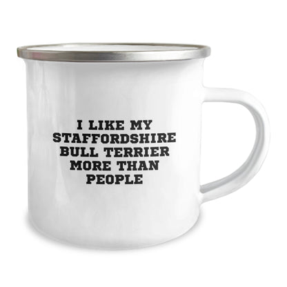Staffordshire Bull Terrier Dog Lover Gifts from Friends for Birthday Unique Gifts, Funny Staffordshire Bull Terrier Dog Camping Mug, I Like My Staffordshire Bull Terrier More Than People - Image 2