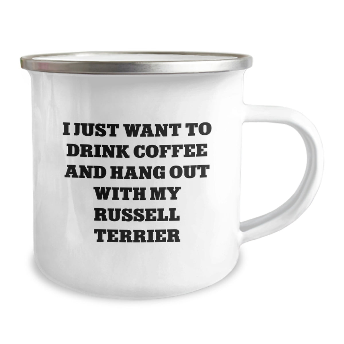Funny Russell Terrier Dog Lover Gifts from Friends for Birthday - I Just Want To Drink Coffee And Hang Out With My Russell Terrier Camping Mug - Image 2