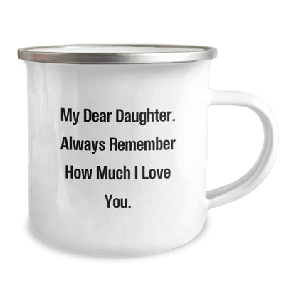 Daughter's Camping Adventure, Funny Quote Gifts for Her Graduation, Enamel Finish 12 oz Stainless Steel Mug, Gifts from Mom to Daughter - Image 2