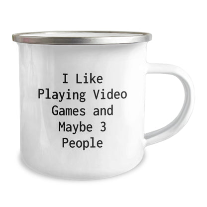 Funny Playing Video Games Gifts for Him from Friends, Unique Birthday Present Ideas with 'I Like Playing Video Games And Maybe 3 People' Quote, Camping Mug for Men - Image 2