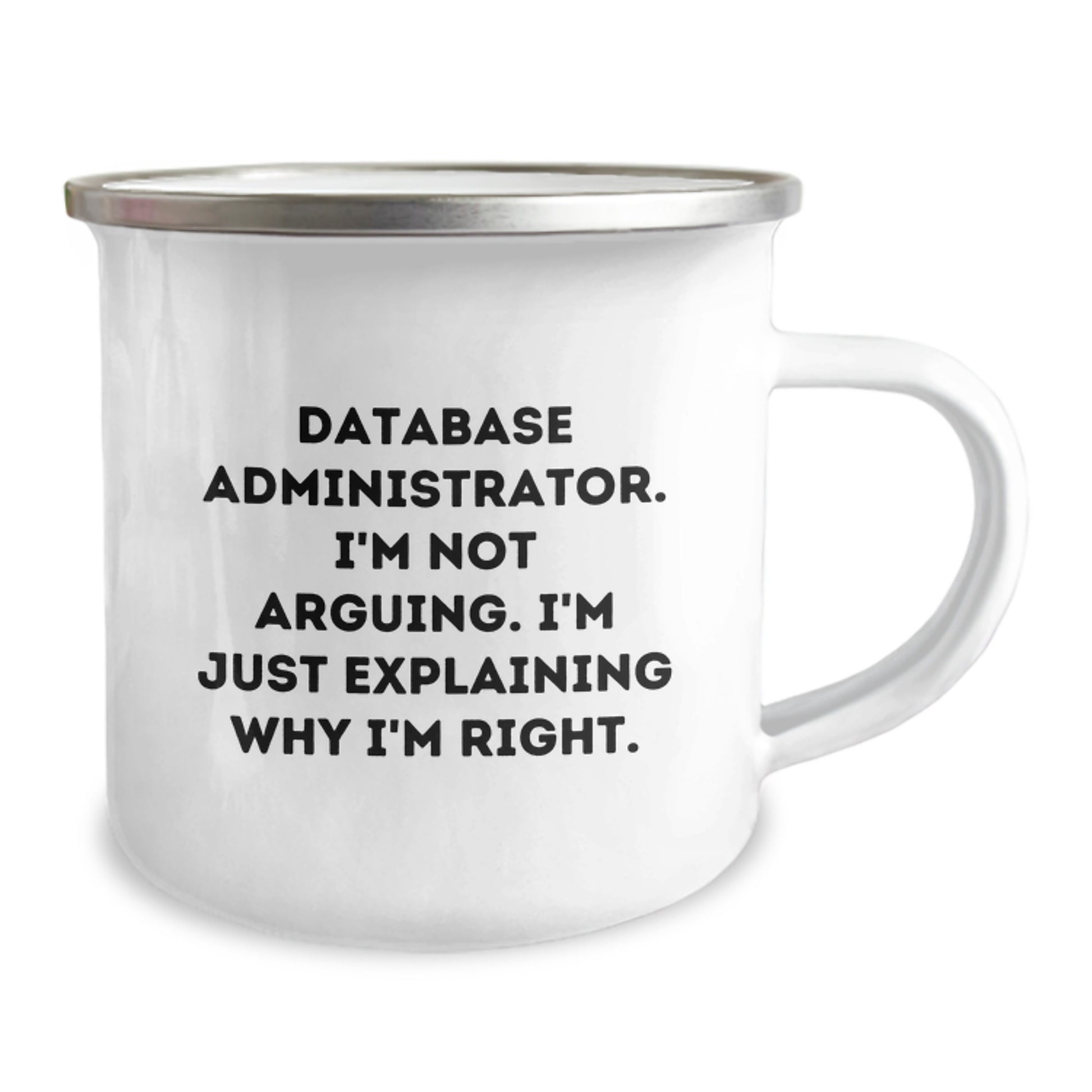 Funny Database Administrator Gifts, 'I'm Not Arguing. I'm Just Explaining Why I'm Right.' Quote, 12 oz Stainless Steel Camping Mug for Men, Perfect Birthday Unique Gift from Friends to Family - Image 2