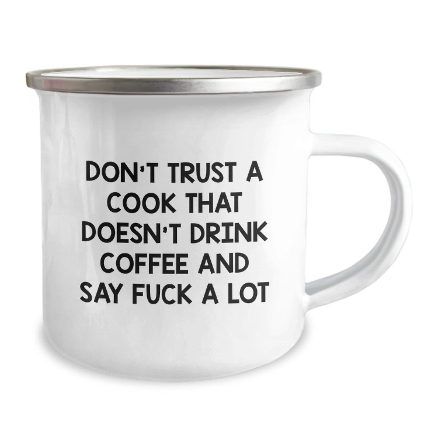 Funny Cook Gifts for Friends - Camping Mug with 'Don't Trust A Cook That Doesn't Drink Coffee' Quote, Unique Christmas Unique Gifts from Men to Women - Image 2
