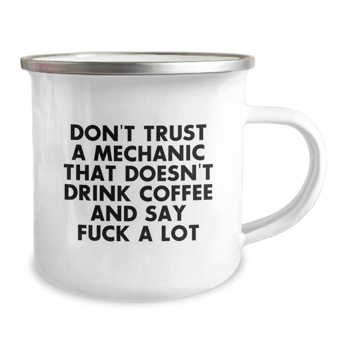 Funny Mechanic Gifts for Men, 'Don't Trust a Mechanic That Doesn't Drink Coffee and Say Damn' Camping Mug for Christmas Unique Gifts from Friends and Family - Image 2