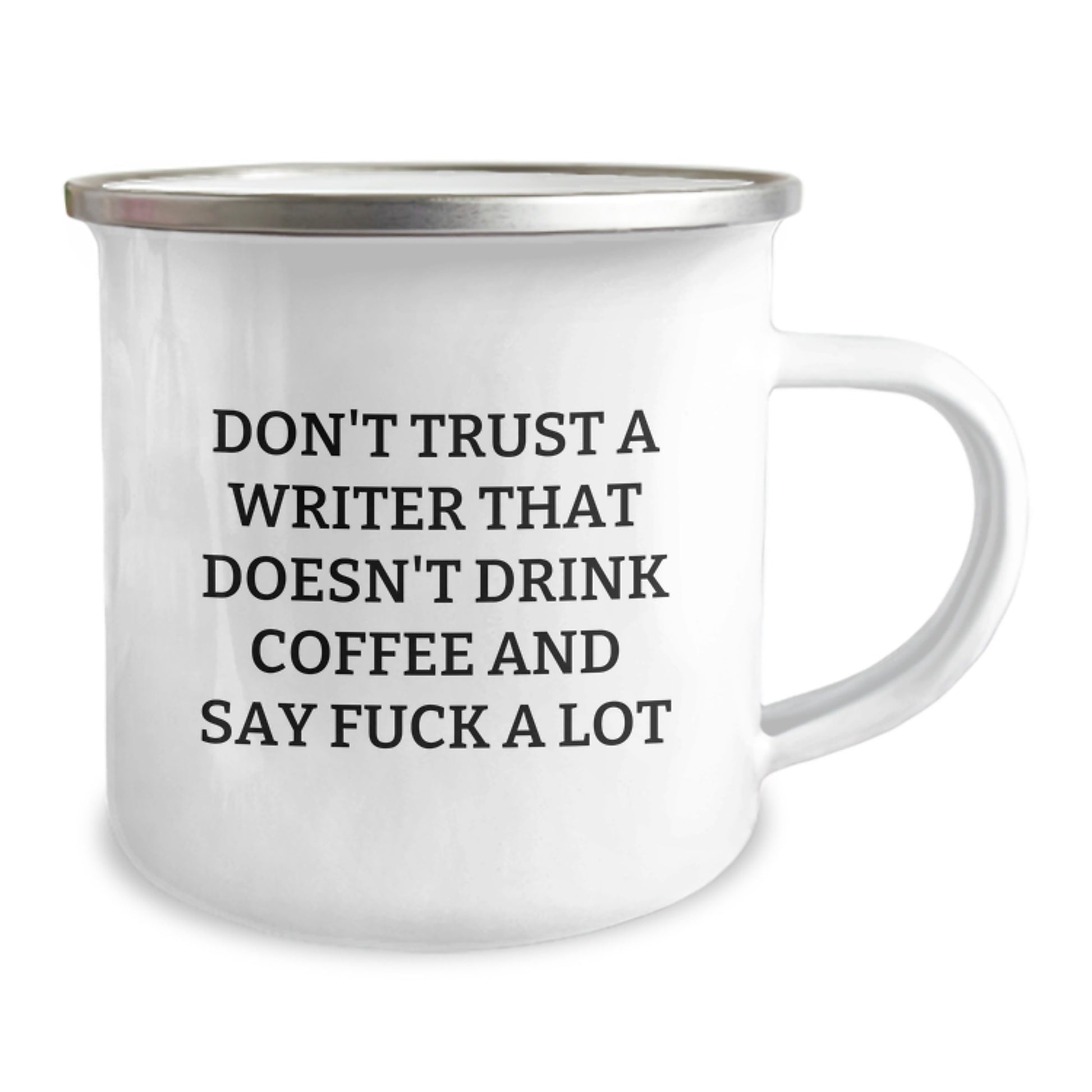 Funny Writer Gifts from Friends - Camping Mug for Writer, Perfect for Coffee Lovers, Don't Trust Writers Who Don't Drink Coffee - Image 2