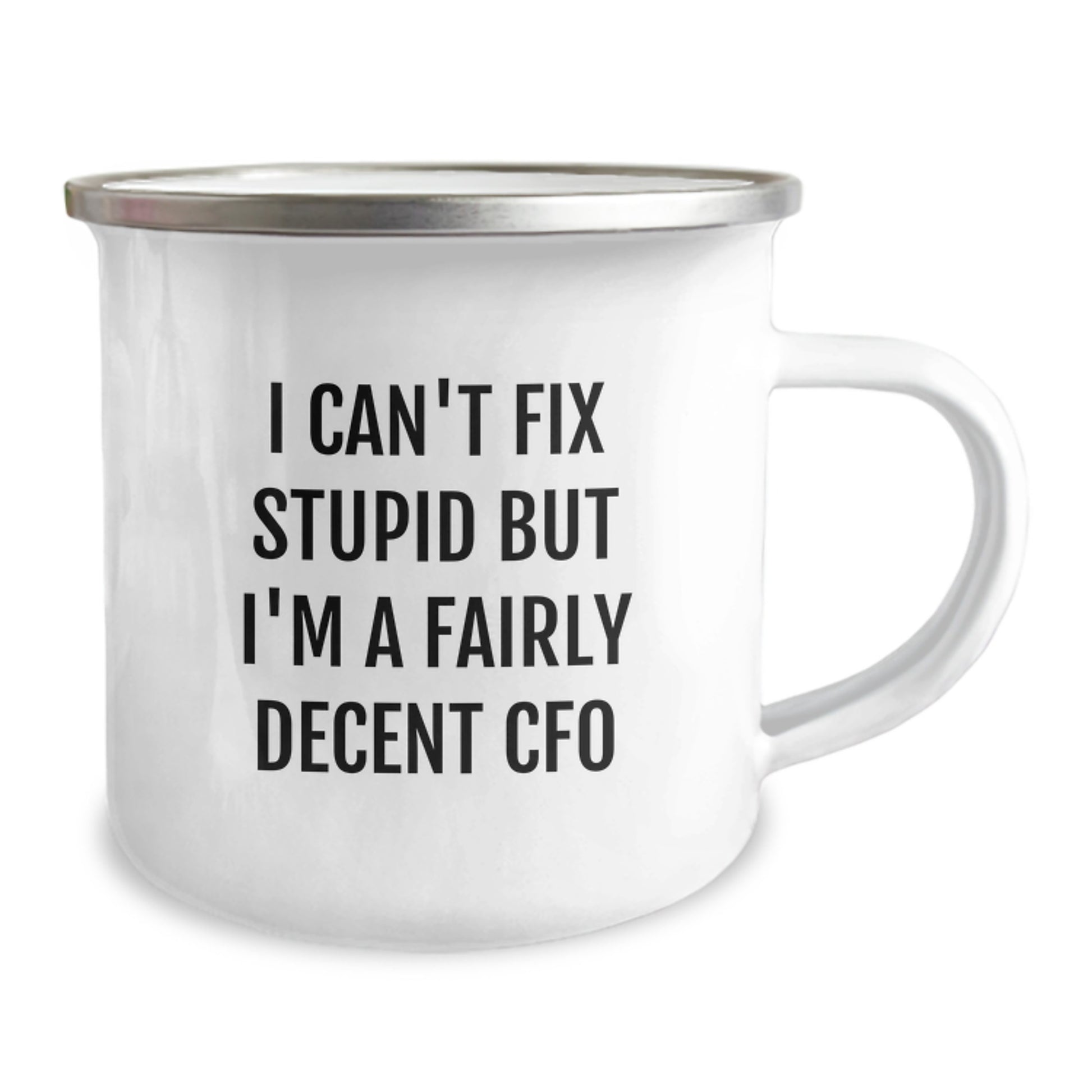 Funny CFO Gifts for Men, Unique Valentine's Unique Gifts from Friends, 'I Can't Fix Stupid But I'm A Fairly Decent CFO' Camping Mug for CFO Enthusiasts - Image 2