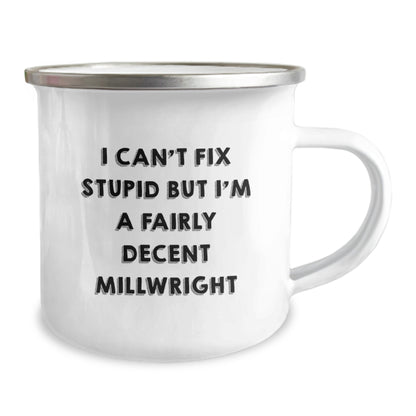 Gifts from Men for Millwright Mom's Unique Mother's Day Camping Mug, Funny 'I Can't Fix Stupid' - Image 2