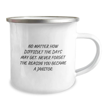 Funny Janitor Gifts from Men, Unique Mother's Day Unique Gifts for Janitor, Custom Camping Mug with Inspirational Quote - Image 2