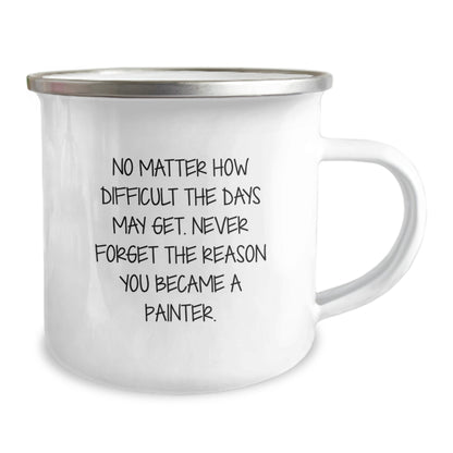 Painter Gifts from Men - Birthday Unique Gifts for Painter Friends - Inspirational Camping Mug with Never Forget You Became a Painter Quote - 12 oz Stainless Steel with Enamel Finish - Image 2