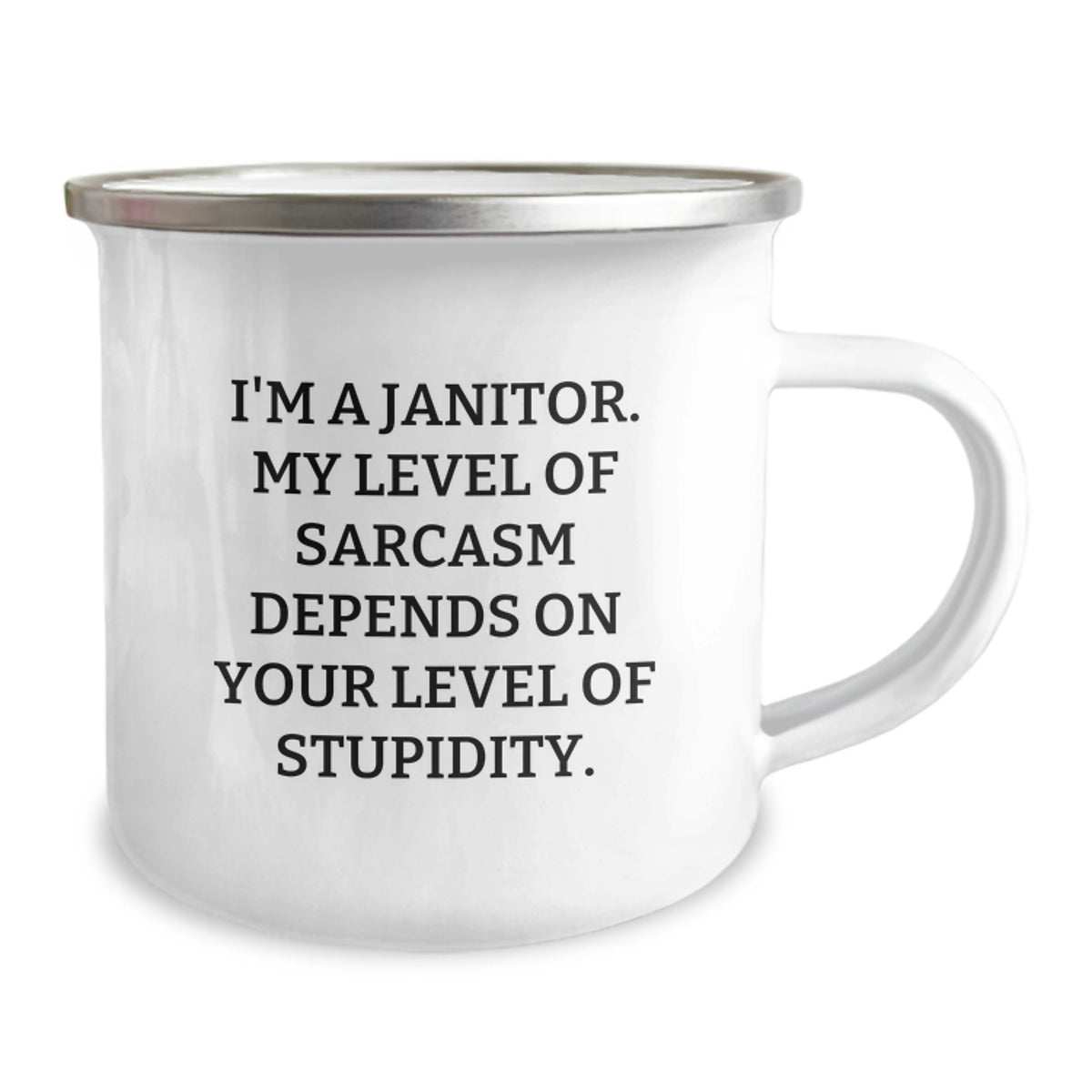 Funny Janitor Gifts for Men Birthday Unique Presents from Friends, Camping Mug with Sarcasm Humor Quote, 12 oz Stainless Steel with Enamel Finish - Image 2