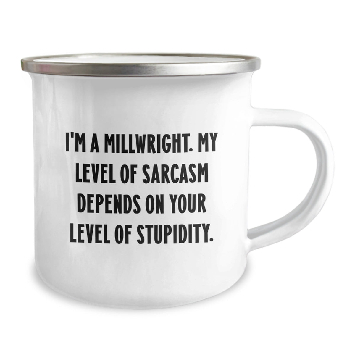 Funny Millwright Gifts from Men, Unique Mother's Day Unique Millwright Camping Mug for Millwrights, Sarcasm Level Dependent Enamel Mug - Image 2