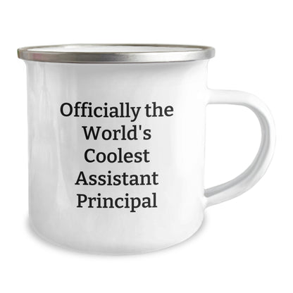 Funny Assistant Principal Gifts from Friends, Officially The World's Coolest Assistant Principal, Valentine's Unique Camping Mug - Image 2