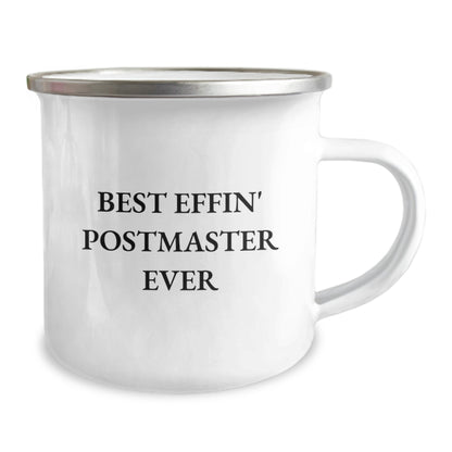 Postmaster Camping Mug, Funny Quote for Valentine's Unique Gifts from Friends and Family to Postmaster, Best Effin' Postmaster Ever Stainless Steel Mug - Image 2