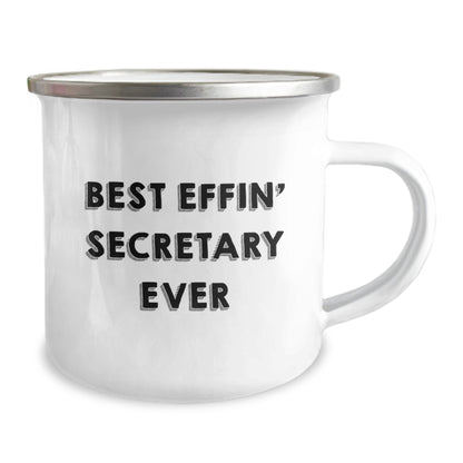 Funny Secretary Gifts from Men for Best Effin' Secretary Ever, Unique Camping Mug for Mother's Day - Image 2