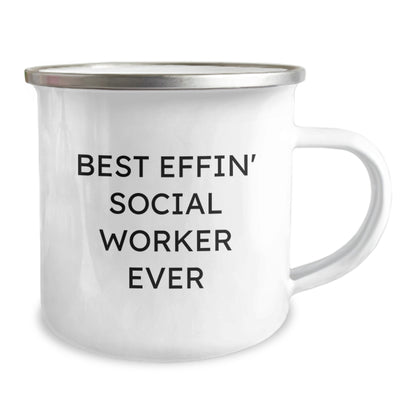 Gifts from Social Worker Friends, Inspirational Camping Mug for the Best Effin Social Worker Ever, Mother's Day Unique Gifts - Image 2