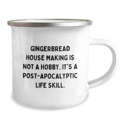 Gingerbread House Making Gifts for Men - Funny Graduation Unique Gifts from Family for Dad - Camping Mug with 'Gingerbread House Making Is Not A Hobby. It's A Post-apocalyptic Life Skill.' Quote - Image 2