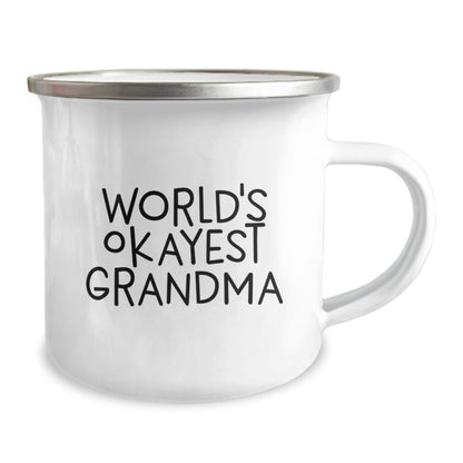 Birthday Gift for Mom Present Grandma Mug – World's Okayest Grandma - Image 2