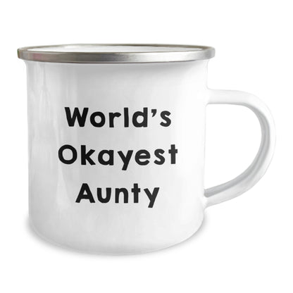 Funny Aunty Gifts for Graduation, World's Okayest Aunty Camping Mug, Unique Gifts from Friends to Family, Perfect for Everyday Use - Image 2