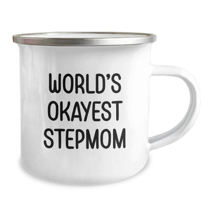 Novelty Stepmom Camping Mug Birthday Gift World's Okayest Stepmom - Image 2
