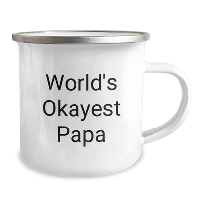 Birthday Gift Camping Mug for Dad Present World's Okayest Papa - Image 2