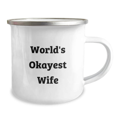 Wife Gift Humorous Camping Mug for Her - World's Okayest Wife Keepsake - Image 2