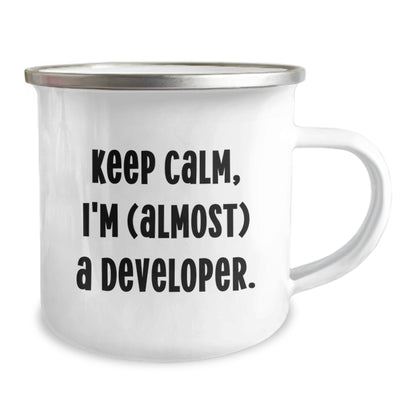 Developer Christmas Gift for Him - Keep Calm Keepsake Camping Mug - Image 2