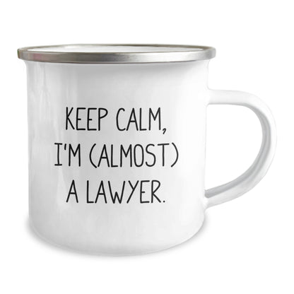 Lawyer Gift for Him Keep Calm, I'm (Almost) A Lawyer Keepsake Camping - Image 2