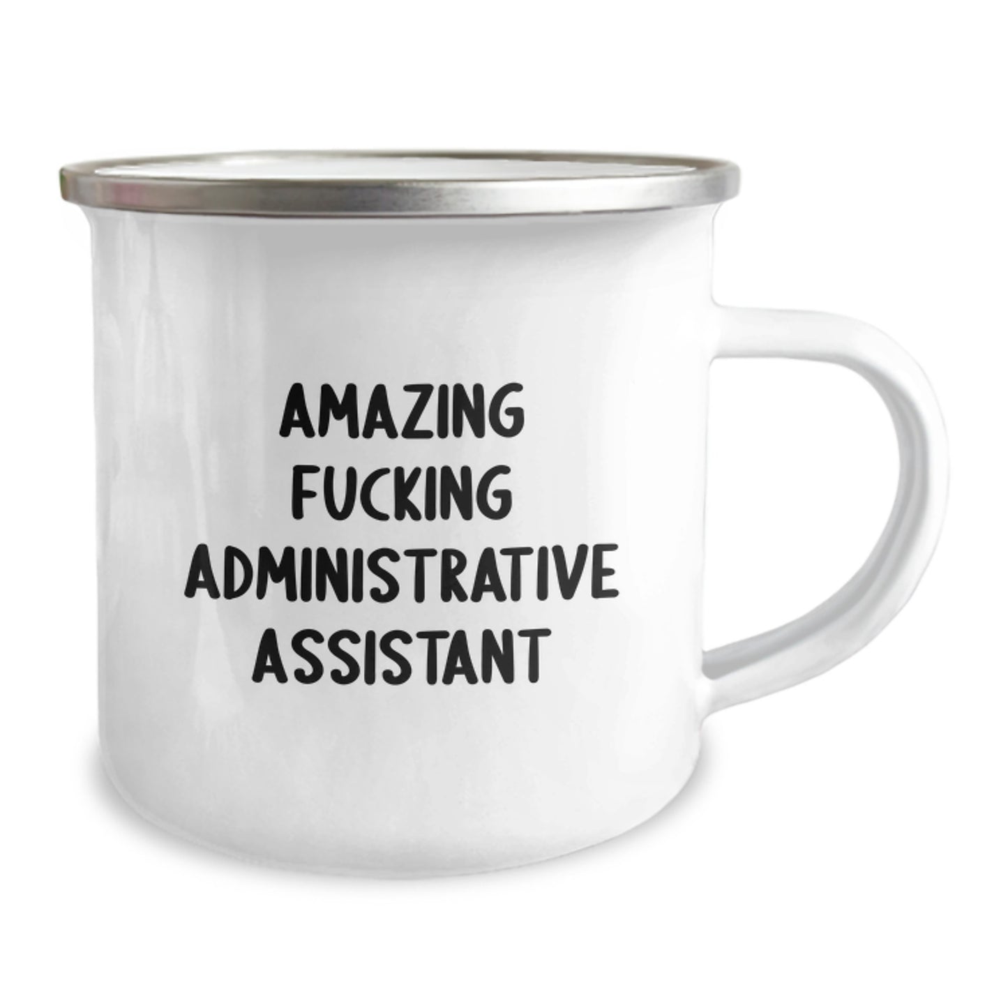 Gifts from Men to Amazing Administrative Assistant Friends - Funny Valentine's Camping Mug for Office Workers, 12 oz Stainless Steel with Enamel Finish - Image 2