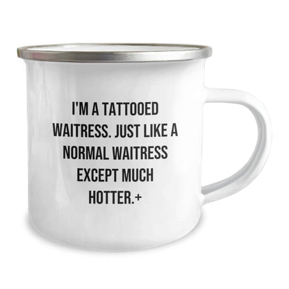 Waitress Gift for Him A Playful Keepsake Camping Mug - Tattooed Waitress - Image 2