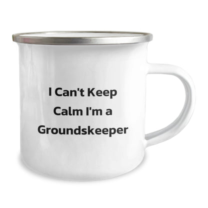 Funny groundskeeper Gifts from Friends for Graduation, I Can't Keep Calm I'm A groundskeeper Camping Mug for groundskeeper Men, Unique Gifts for Graduation, Enamel Finish Stainless Steel Mug - Image 2