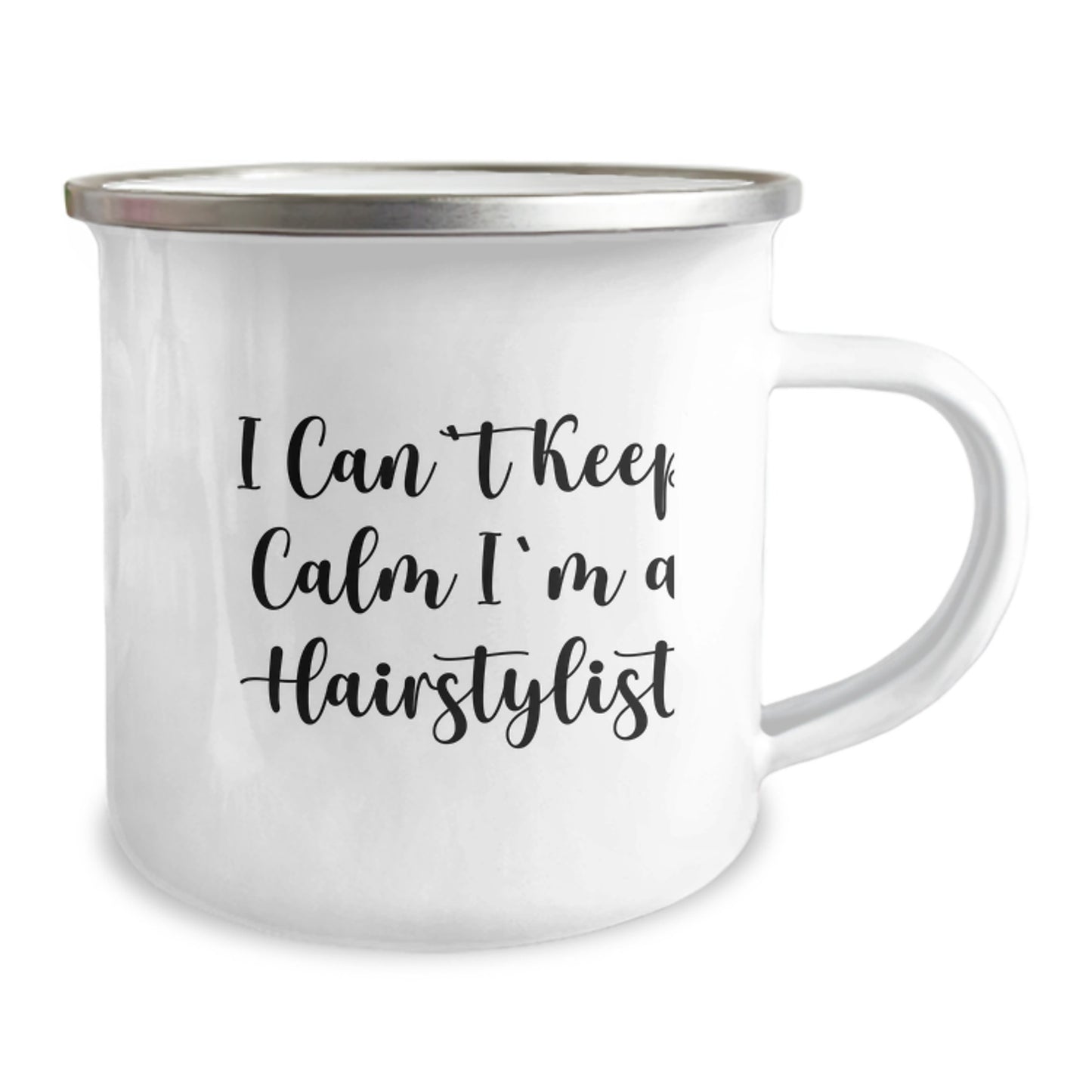 Funny Hairstylist Gifts - 'I Can't Keep Calm I'm A Hairstylist' Camping Mug for Birthday, Gifts from Friends to Hairstylists - Image 2