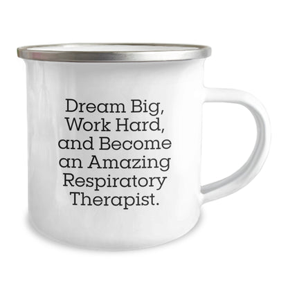 Funny Inspirational Gifts for Respiratory Therapist Friends Christmas Unique Camping Mug with 'Dream Big Work Hard' Quote - Image 2