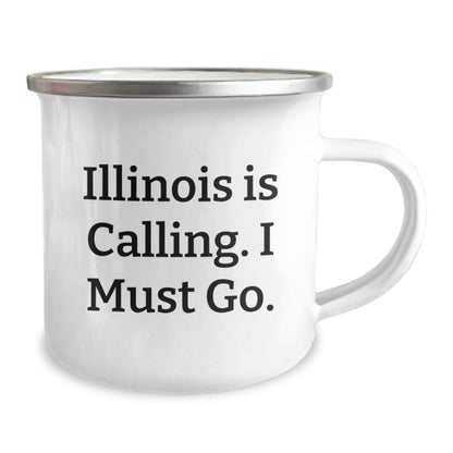 Funny Illinois Camping Mug Gifts from Friends to Illinois Lovers, Birthday Unique Ideas for Illinois Enthusiasts, Illinois Is Calling I Must Go - Image 2