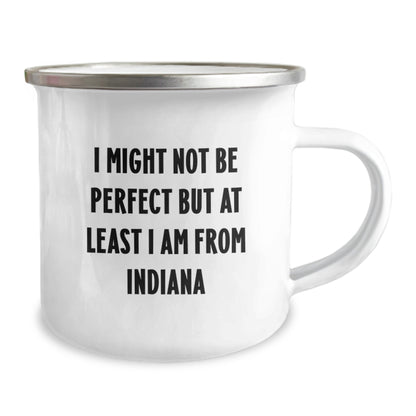 Funny Indiana Gifts, Birthday Unique Gifts from Friends to Family, Indiana Camping Mug with 'I Might Not Be Perfect But At Least I Am From Indiana' Quote - Image 2