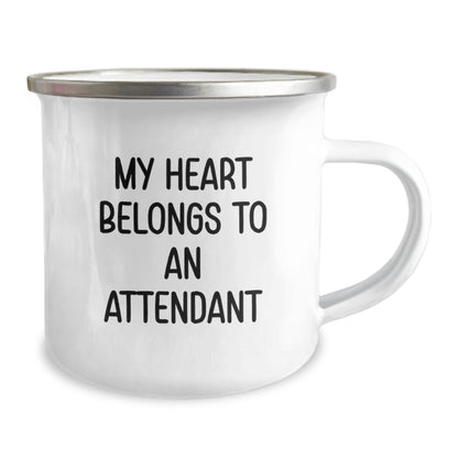 Funny Attendant Gifts from Men, Unique Valentine's Unique Gifts for Attendant, Attendant Camping Mug with My Heart Belongs To An Attendant - Image 2