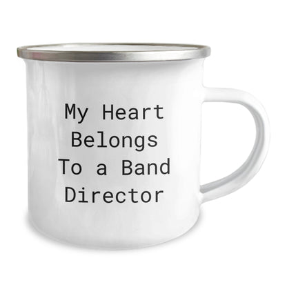 Funny Christmas Unique Gifts for Band Directors from Friends - My Heart Belongs To A Band Director Enamel Camping Mug - Image 2