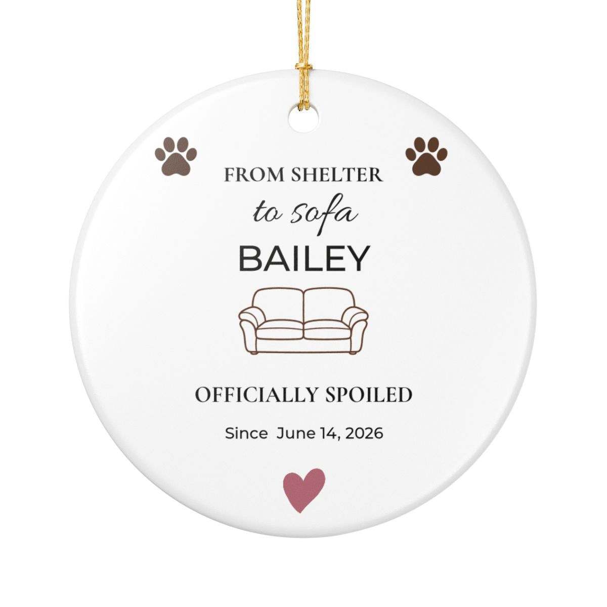 GO-004 | From Shelter to Sofa – Personalized Rescue Dog Gotcha Day Ornament