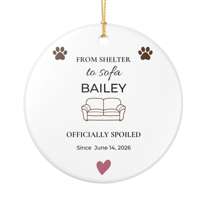 From Shelter to Sofa – Personalized Rescue Dog Gotcha Day Ornament