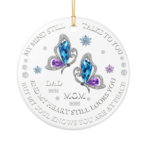 MEM 02 :Elegant Butterfly Tribute Ornament – Customizable Memorial for Mom & Dad
