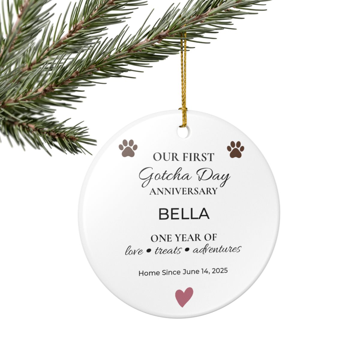 GO-005 | Our First Gotcha Day Anniversary – Personalized Dog Ornament