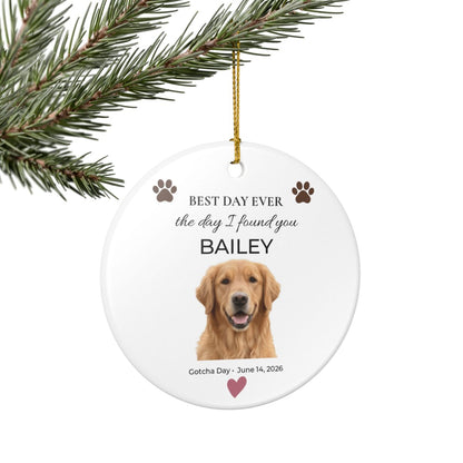 Best Day Ever – Personalized Painted Dog Portrait Gotcha Day Ornament
