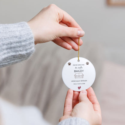 From Shelter to Sofa – Personalized Rescue Dog Gotcha Day Ornament