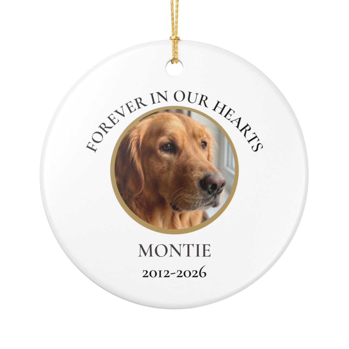 MO-001 Personalized Pet Photo Memorial Ornament – Forever in Our Hearts