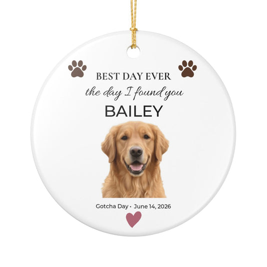 Best Day Ever – Personalized Painted Dog Portrait Gotcha Day Ornament