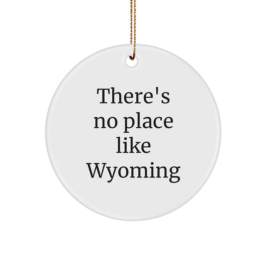 Wyoming Circle Ornament, Funny Quote, 'There's No Place Like Wyoming', Christmas Decorations for Gifts from Friends and Family - Image 1