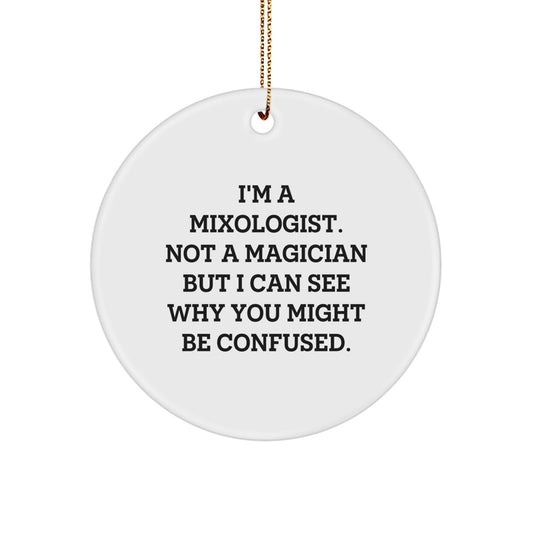 Funny Mixologist Gifts from Friends, Christmas Unique Circle Ornament for Men - I'm A Mixologist Not A Magician - Image 1